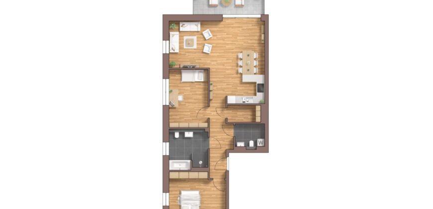 Burg Carré, Brüggen, komfortable 3 Zimmer Wohnung, 1.OG, Haus 53 E, links WE43