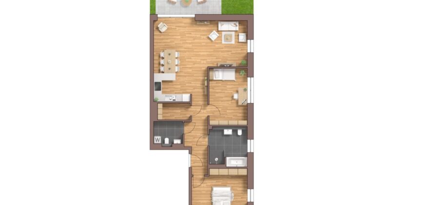 Burg Carré, Brüggen, erstklassige 3 Zimmer Wohnung, EG, Haus 53 E, rechts WE40